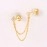 Aide 925 Sterling Silver Four Zircons Flower Stud Earrings For Women Double Studs Chain Tassel Piercing Earring 18K Gold Plated