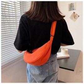 Crossbody Canvas Sling Bag For Women Korean Style Simple Hobos Chest Bag Students Shoulder Bag With Adjustable Strap